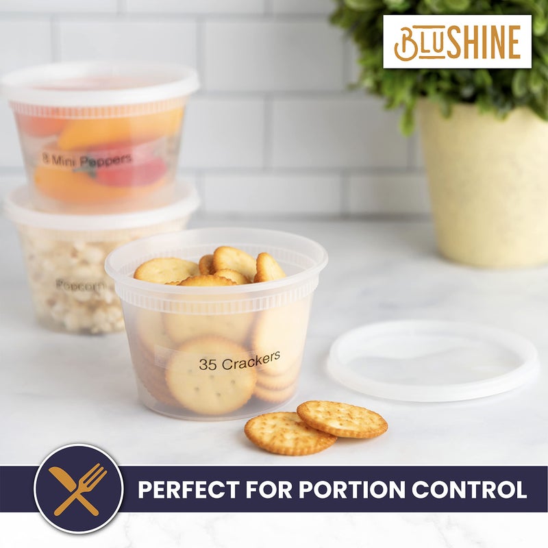 BluShine [36 Sets] 16 oz. Plastic Deli Food Storage Containers with Airtight Leak Proof Lids - Reusable -Microwave, Fridge, and Freezer Safe - Image 3